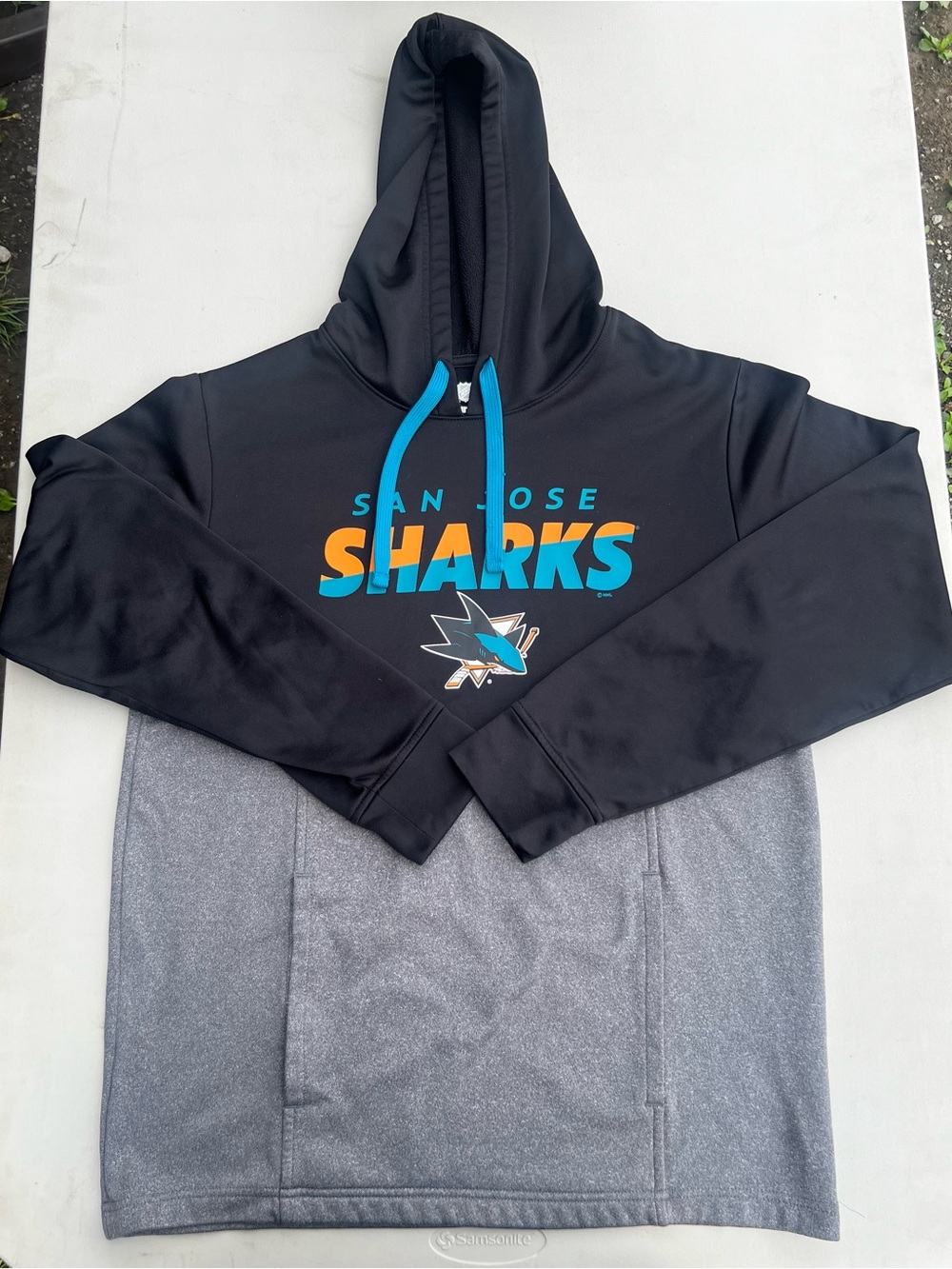 Fanatics San Jose Sharks Black, Gray & Teal Pullover Hoodie